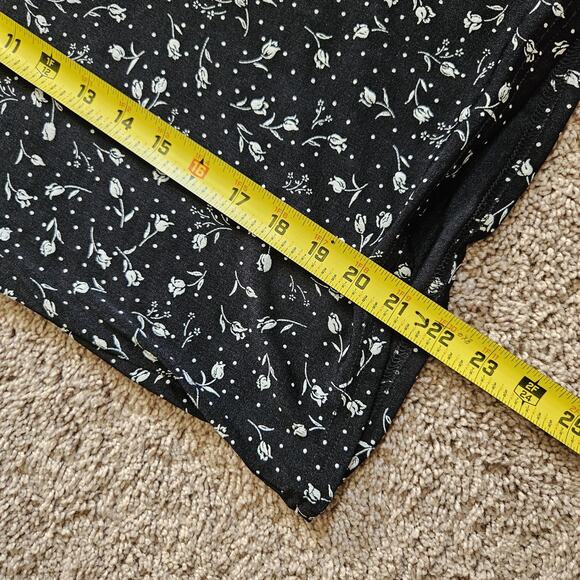 Vtg Floral Rose Print Blouse Womens PL Black White Whimsigoth Witchy Boho Y2K - Picture 8 of 8